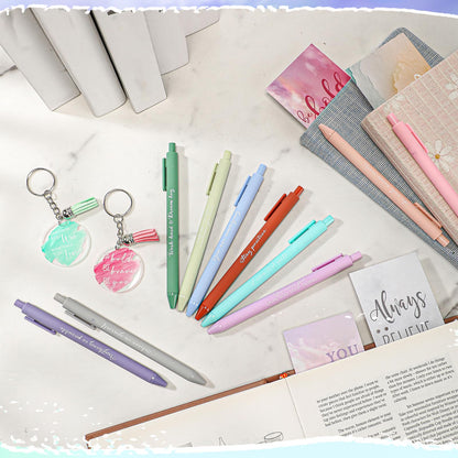 Quelay 30 Set Inspirational Gift Bulk for Women History Month Motivational Acrylic Keychain Motivational Pens Bookmarks Women Empowerment Gifts for Team Employees