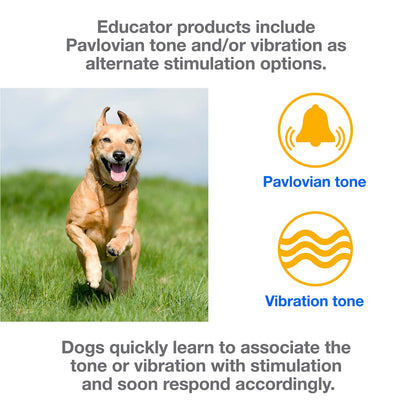 Educator EZ 1/2 Mile Dog Training Collar with Ergonomic Remote, Safe Humane Vibration Stimulation, Pavlovian Tone, Waterproof, Odorproof Biothane Collar, Night Light, Rechargeable, 2 Dog, Yellow