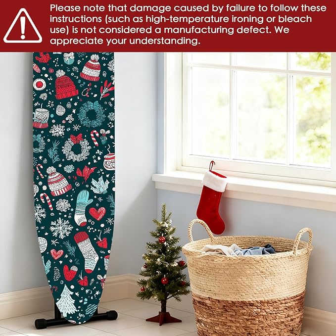 Nuxovilar Ironing Board Cover Winter Hats and Mittens Pattern Polyester 15x54