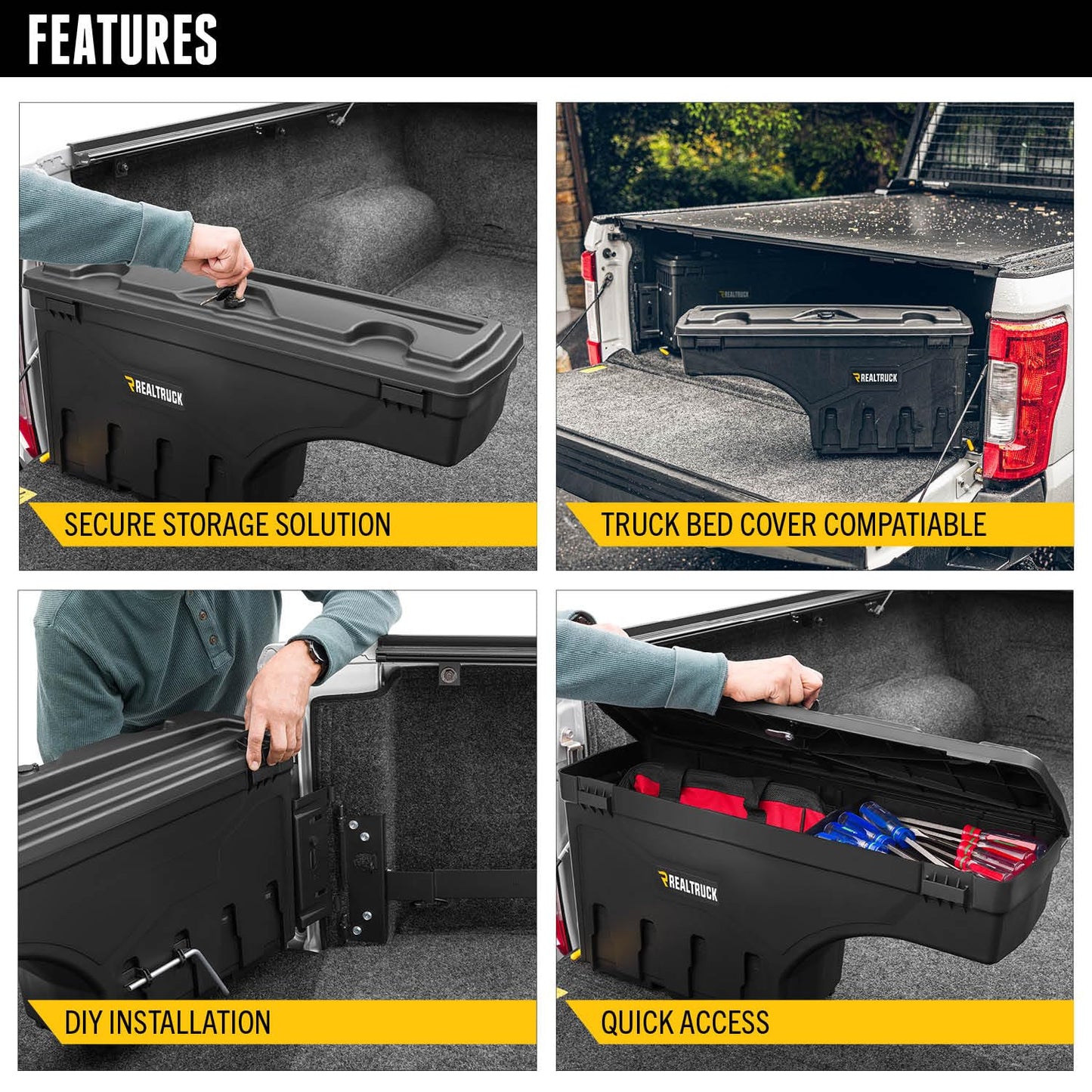 UnderCover SwingCase Truck Bed Storage Box | SC103D | Fits 2015 - 2022 Chevy/GMC Colorado/Canyon Drivers Side, Black