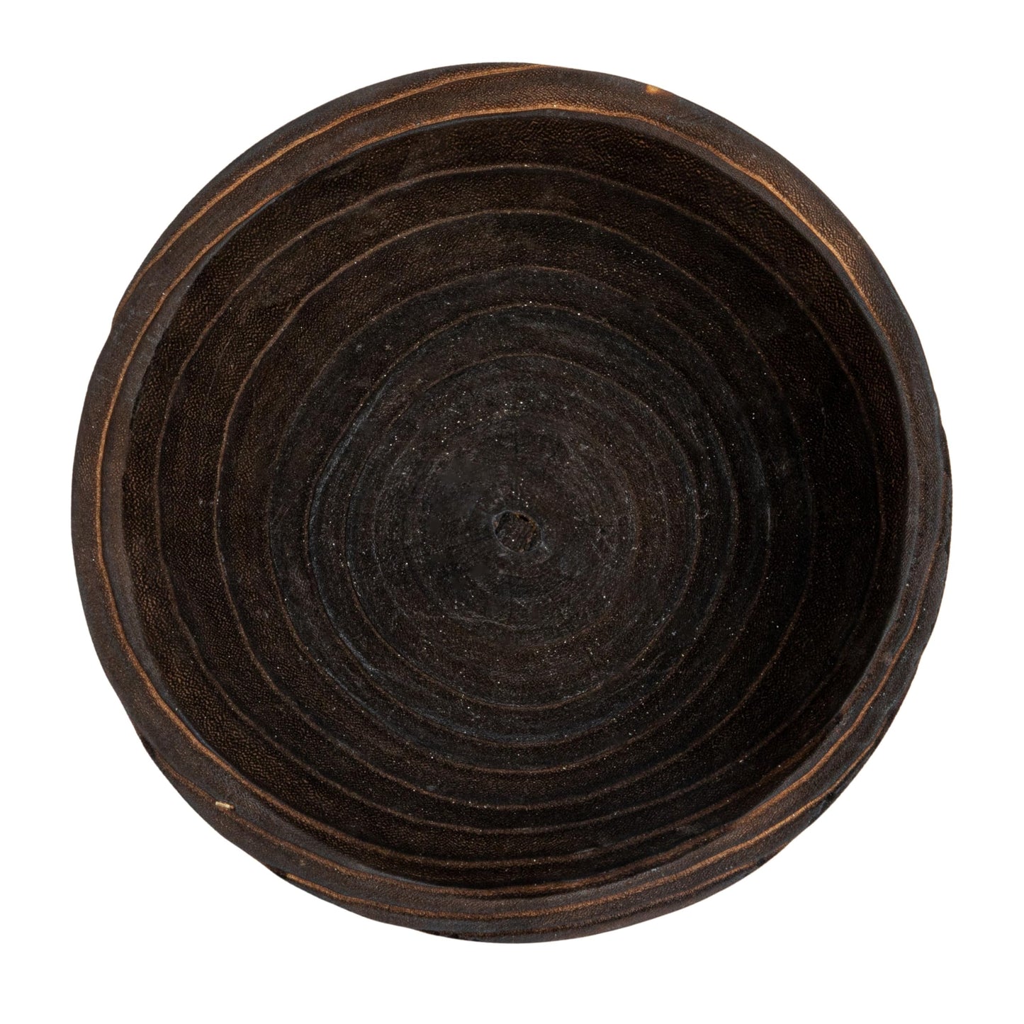 Creative Co-Op Round Paulownia Wood Pedestal Bowl, Marbled Brown Finish