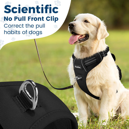 Funfox Dog Harness Medium No Pull, Adjustable Dog Harness with Handle Reflective Strips for Walking, Anti Pull Breathable Padded Pet Vest Front Clip Easy Control Small Large Breed Black M