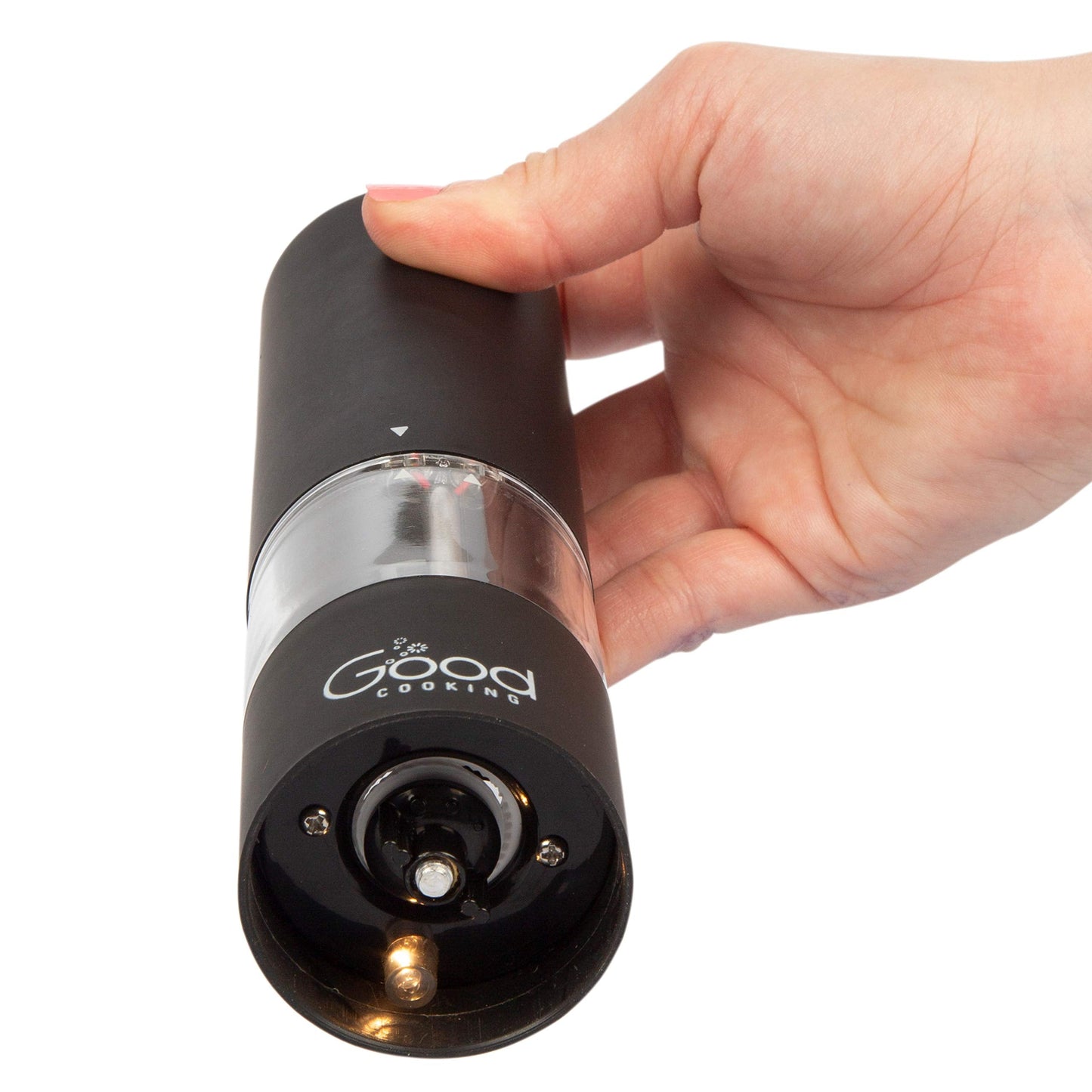 Electric Pepper Grinder and Salt Mill- Battery Operated One-Handed Spice Dispenser w LED Light & Adjustable Coarseness- Premium Kitchen Upgrade w Strong Ceramic Blades -Matte Black, Batteries Included
