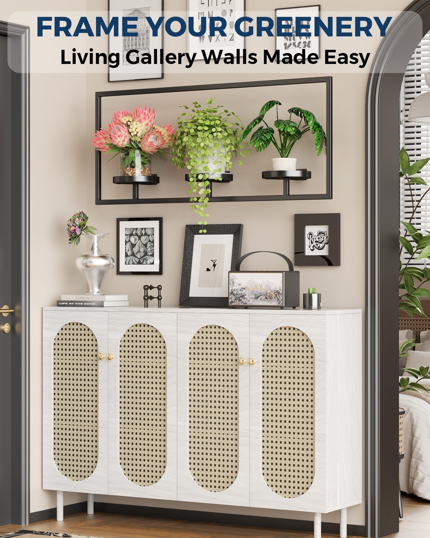 DEMEGA Wall Planters for Indoor Plants, Plant Frames Wall Decor Living Room Plant Stand Hanging Wall Plants Holder to Hold Large Pots Wall Plant Hanger Window Plant Shelves for Outdoor Entryway