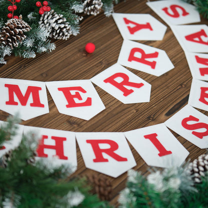 JUIIZAY Felt Merry Christmas Banner Xmas Decorations Christmas Sign Pre-Assembled Celebration Hanging Decor For Home Office Fireplace