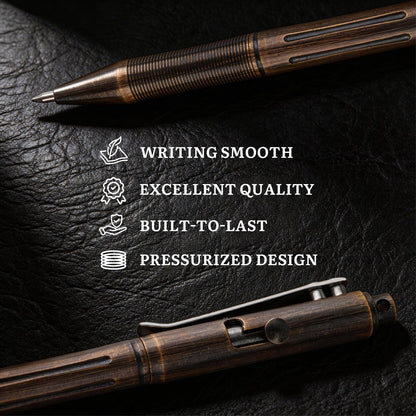 SMOOTHERPRO Bolt Action Pen, Solid Brass Ballpoint Pen Compatible with Pilot G2 Refill, Weighted Heavy Pen for Tremor Parkinson Arthritic Hand, Color Natural (RG336)