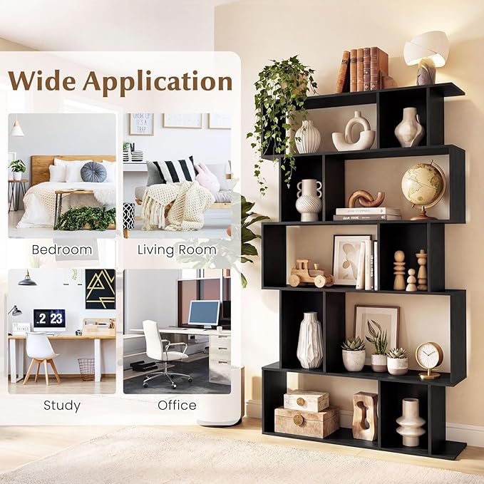 Giantex 5-Tier Bookshelf, 10-Cube Geometric Book Case
