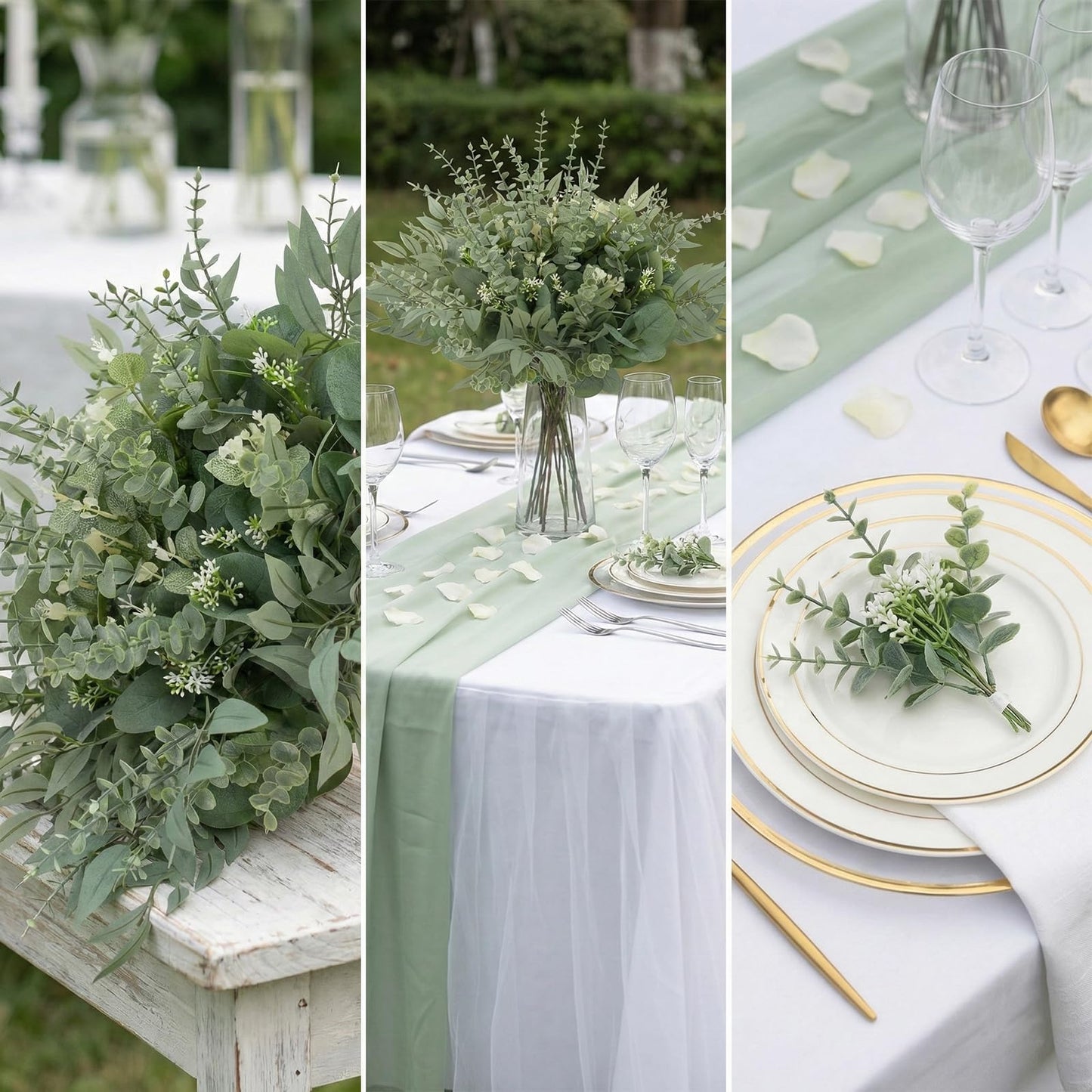 lovemoon 130 Pcs Artificial Mixed EucalyptusStems Bulk, 5 Kinds of Faux GreeneryEucalyptus Leaves Bulk for Vase Wedding DIY Bouquets Floral Arrangement Home Decor (130, Green)