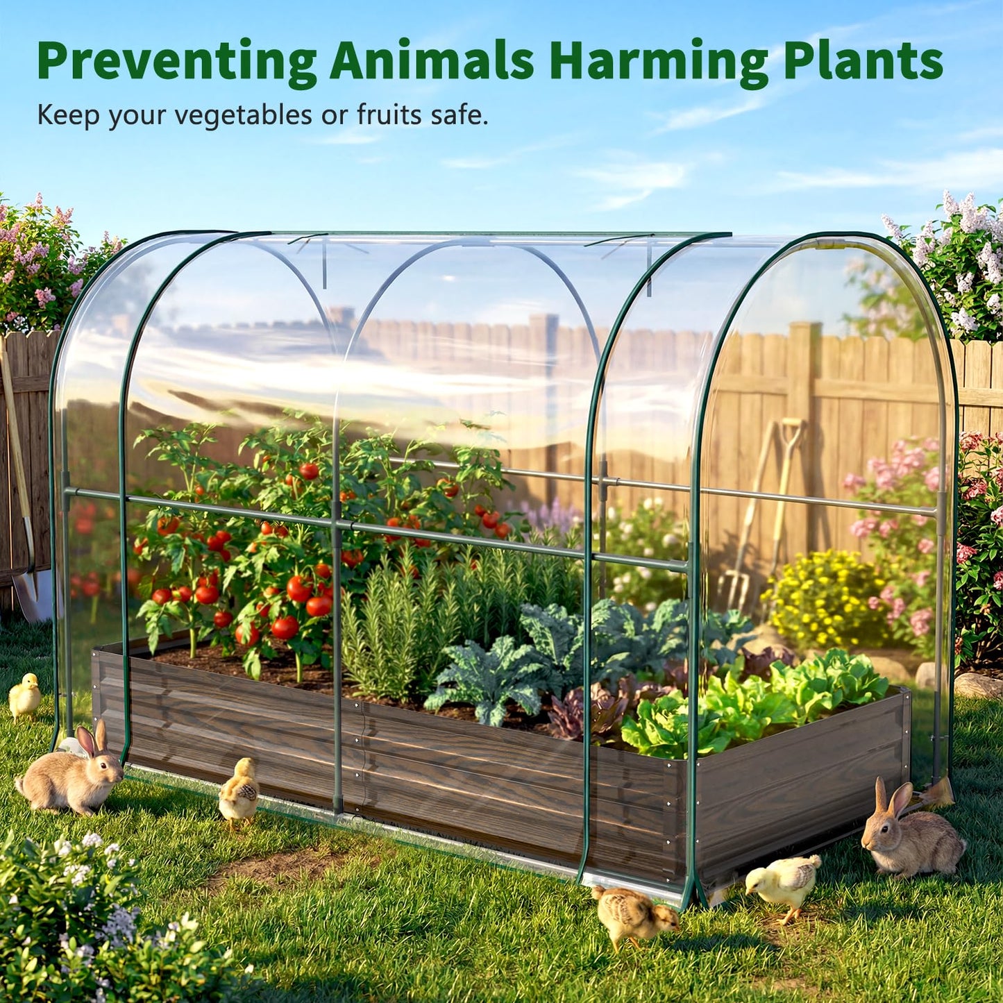 Galvanized Raised Garden Bed for Gardening Vegetables with Cover, 82.7"x43.3"x47.2" Outdoor Metal Planter Box Kit with Roll-Up Large Screen Windows Mini Greenhouse for Growing Vegetables Flower