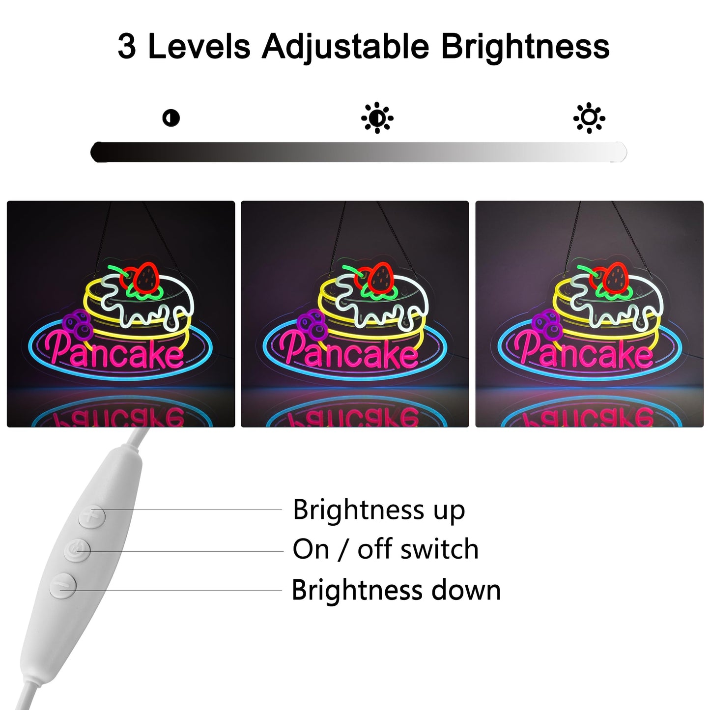 JOMOBUTY Pancake Neon Sign, Neon Lights Hanging Wall Art Decoration for Business Restaurant Shop Store House Bar Cafe Party Home Decor, USB Powered Ultra Bright Dimmable,16.14×11.02inches