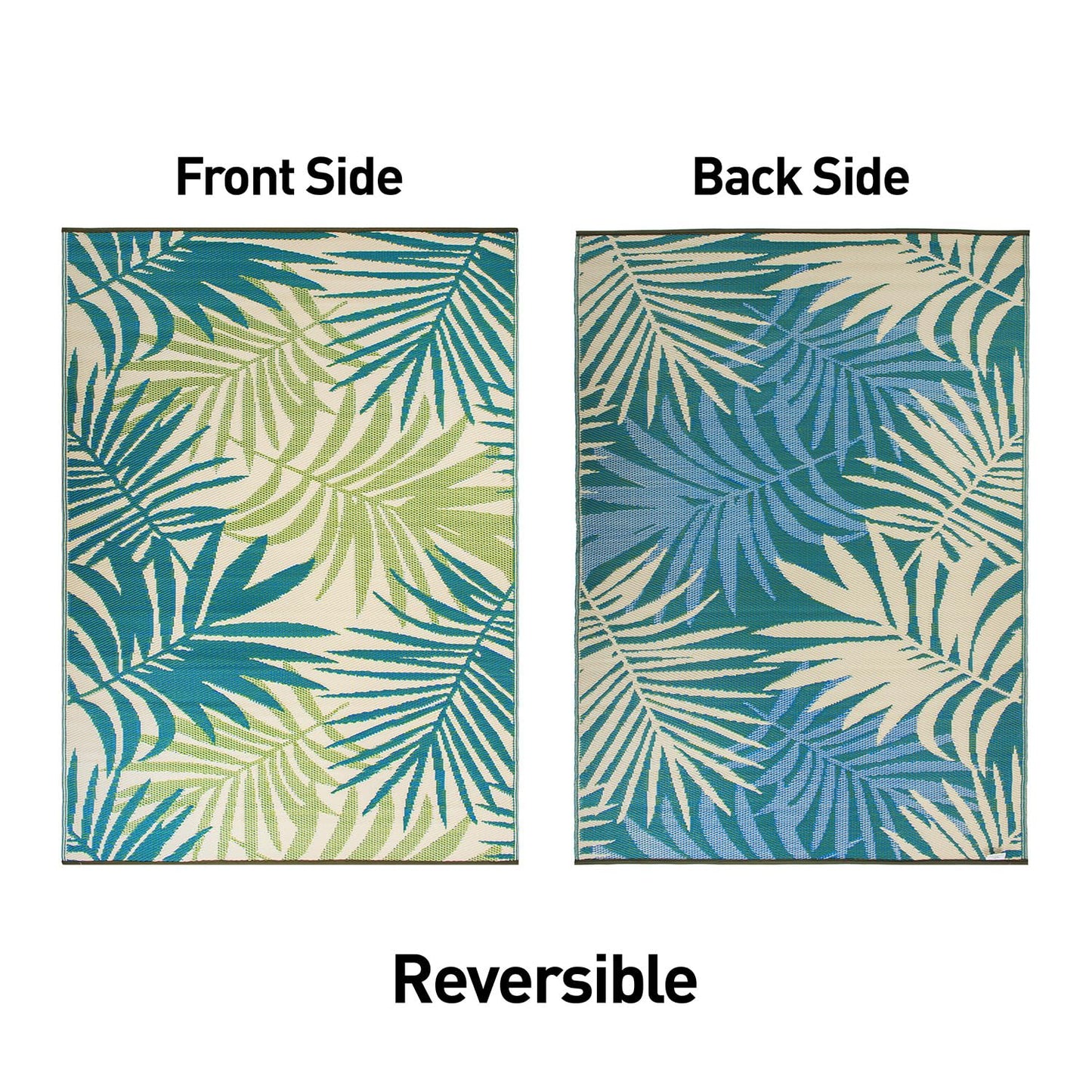 Rugshop Lanai Modern Floral Reversible Crease-Free Waterproof Premium Recycled Plastic Outdoor Rugs for Patio,Backyard,RV,Deck,Picnic,Trailer,Beach,Camping Area Rug Green 7'10" x 10'