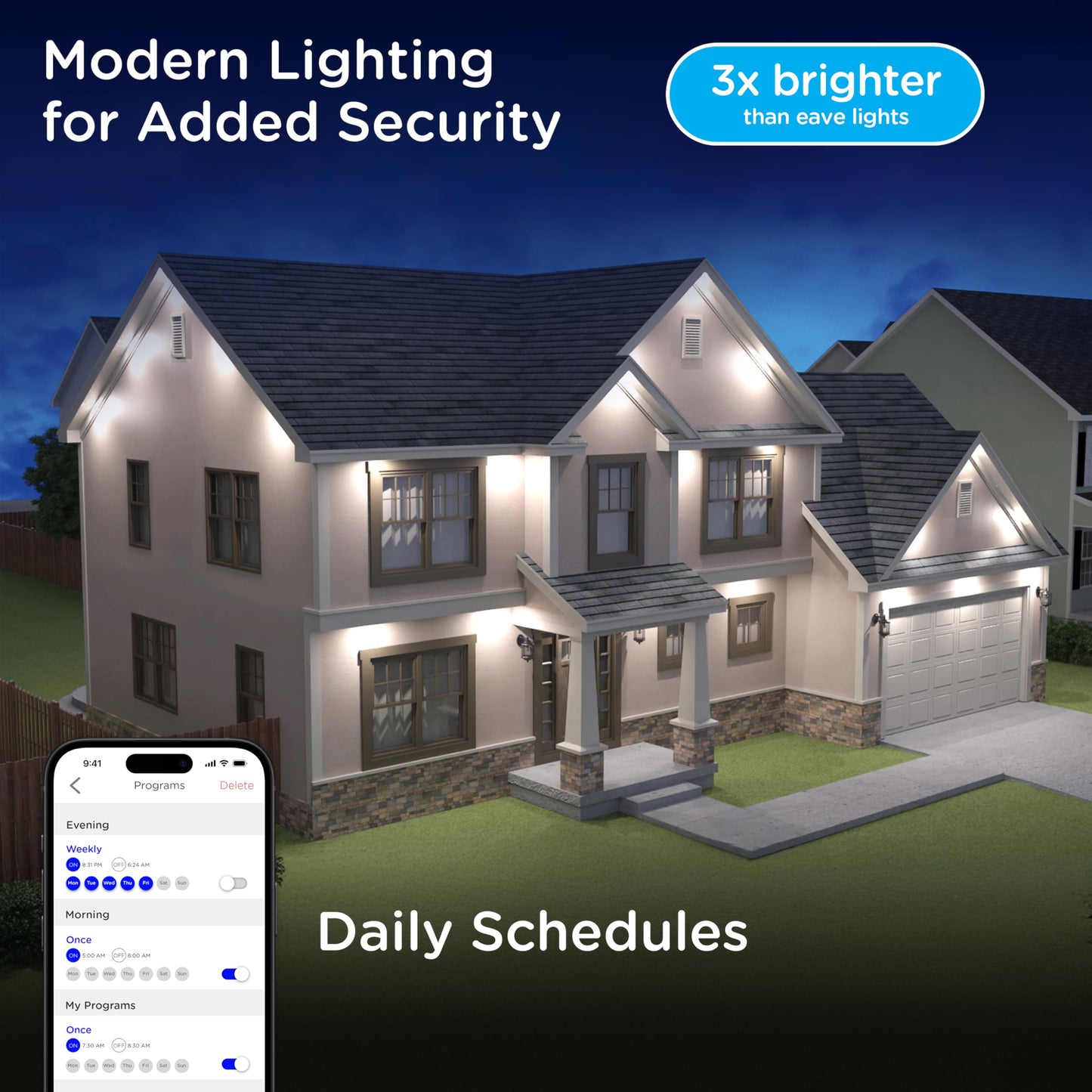 Enbrighten Eternity Accent Permanent Outdoor Lights, 150ft with 36 RGBWIC LED Lights, App‑Controlled, Cuttable, Christmas, Accent & Year‑Round Eave Lighting, Works with Alexa & Google Home, 85716