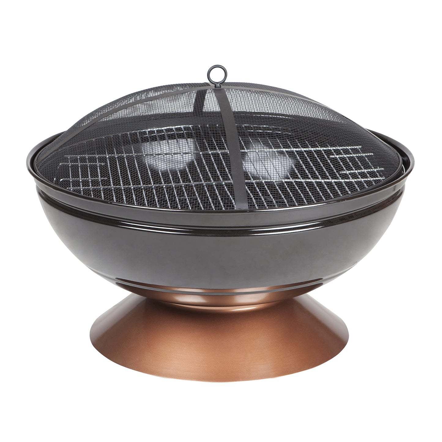 Fire Pit Degano Round Wood Burning Lightweight Portable Outdoor Firepit Backyard Fireplace Also Included Wood & Cooking Grate - Black Copper - 26"