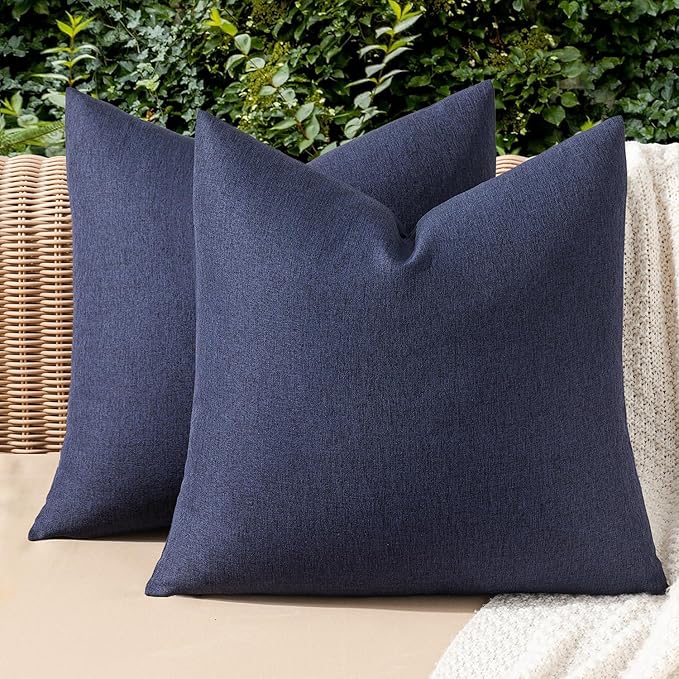 MIULEE Pack of 2 Decorative Outdoor Solid Waterproof Throw Pillow Covers Euro
