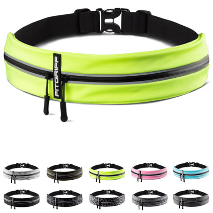Fitgriff® Running Belt for Men & Women - Secure Jogging Pouch for Phone, Keys & Essentials - For All Cell Phones (Neon Yellow, 24.5" - 35.5" Waist Size)