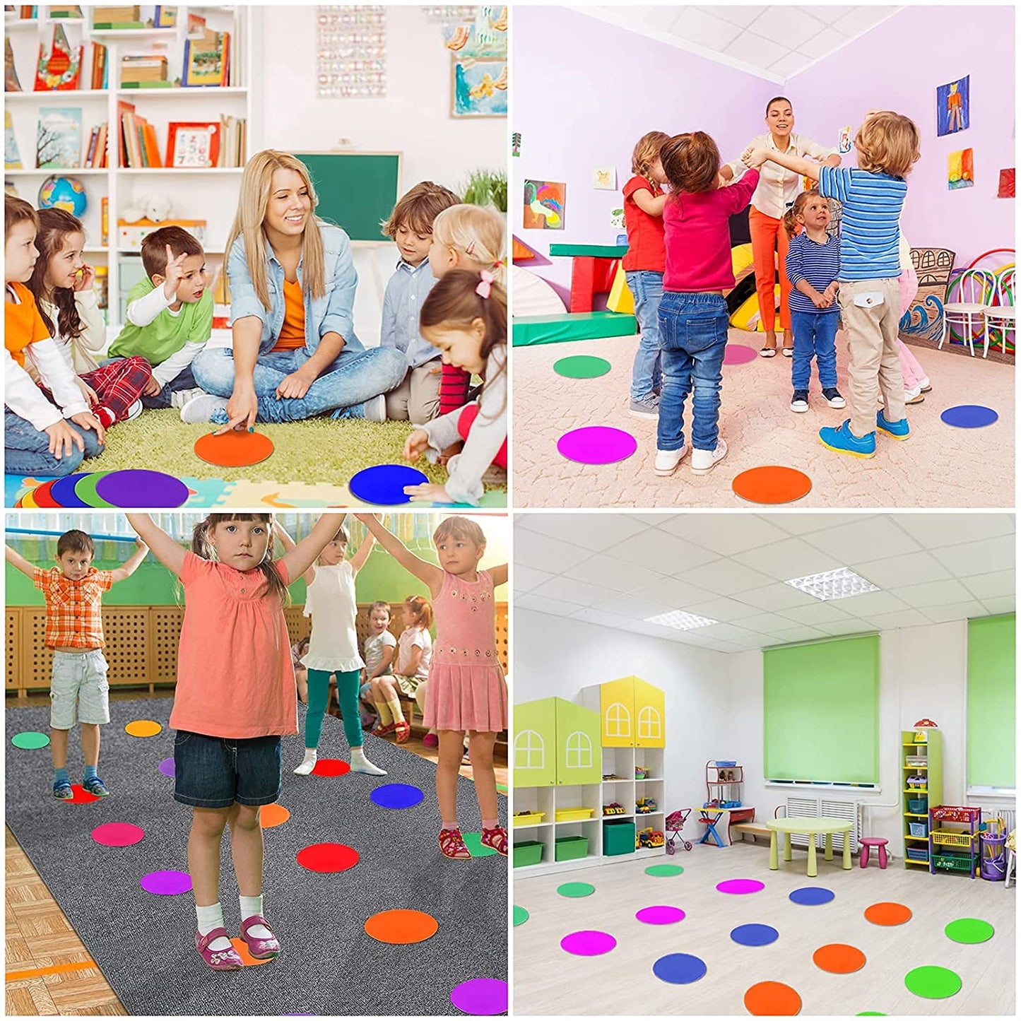 ZIECE Spot Markers 9inch 12 Pack Rubber Floor Dots Non Slip Flat Cones Agility Dots for Kids Soccer Basketball Sports Speed Agility Training, Preschool Classroom Activities