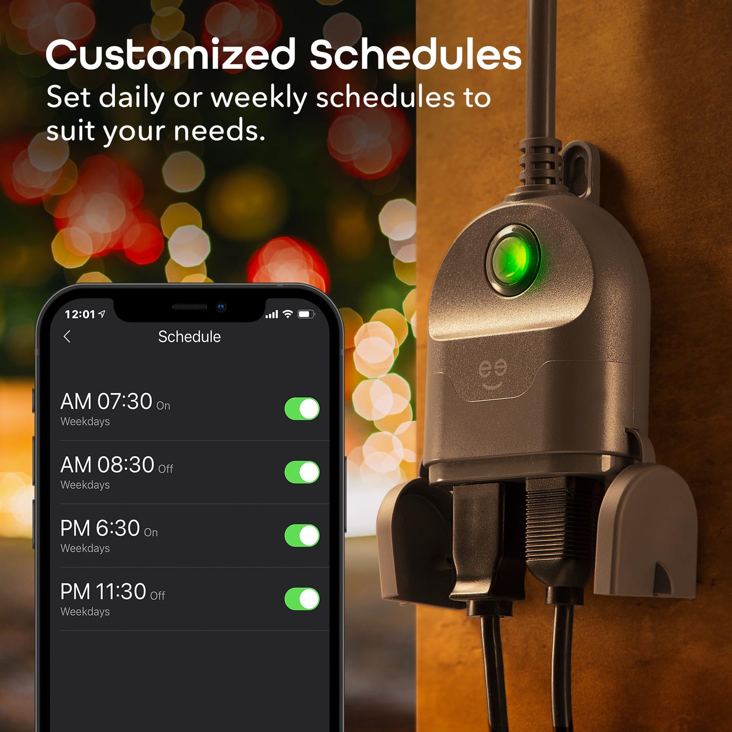 Geeni Outdoor Duo Wi-Fi Smart Plug, Weatherproof Dual Socket, Wireless Remote Control, Works with Alexa & Google Home, 2 Outlets