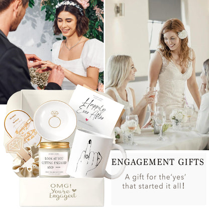 VKTASIMK Engagement Gifts for Couples, Gift for Newly Engaged Couples, Ring Finger Coffee Mug Set, Engagement Gifts for Her, Women, Best Engaged Gift Set