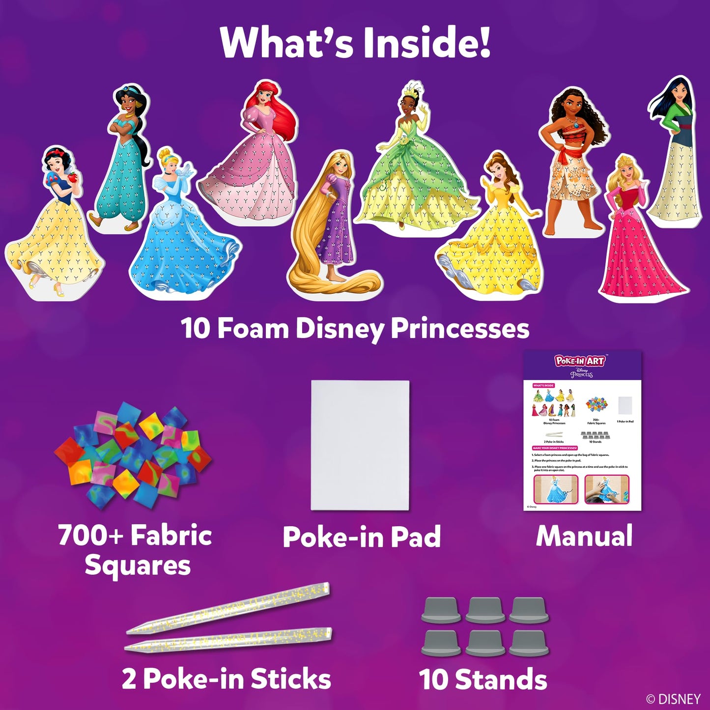 Skillmatics Poke-in Art - Disney Princesses, Mess-Free Fun for Kids, Screen-Free Entertainment, DIY Wood Craft Kits, Creative Activity, Gifts for Girls Ages 4, 5, 6, 7, 8, 9