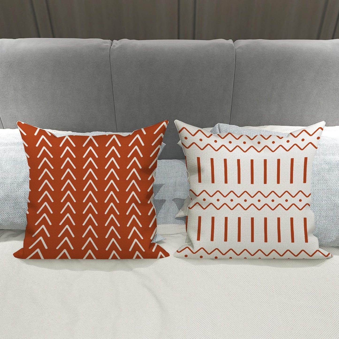 YCOLL Burnt Orange Linen Pillow Covers 18x18 Set of 4, Home Sweet Home Farmhouse Throw Pillow Covers, Holiday Decorative Cushion Covers for Sofa Couch Bed, Autumn Burnt Orangeic Fall Decor