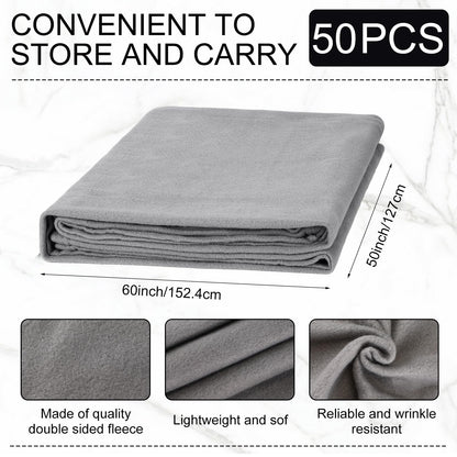 Macarrie 50 Pcs Fleece Blankets Bulk 50 x 60 Inch Soft Fleece Throw Blankets Warm Lightweight for Home Office Wedding Guest Gift Spring Outdoor Camping Travel Homeless Pet Lap Sofa Bed (Gray)
