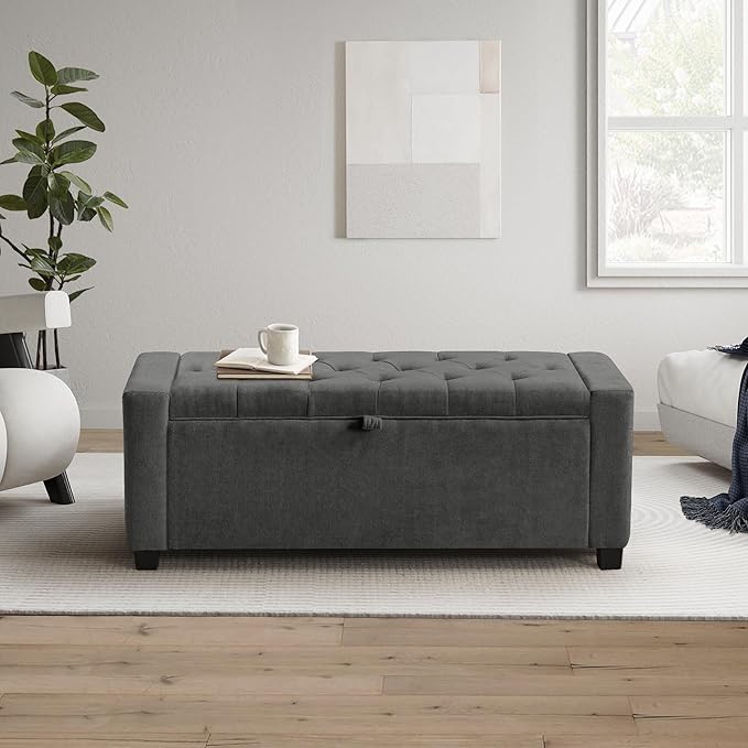GRAINELL Storage Ottoman Bench, Upholstered Tufted Bedroom Bench