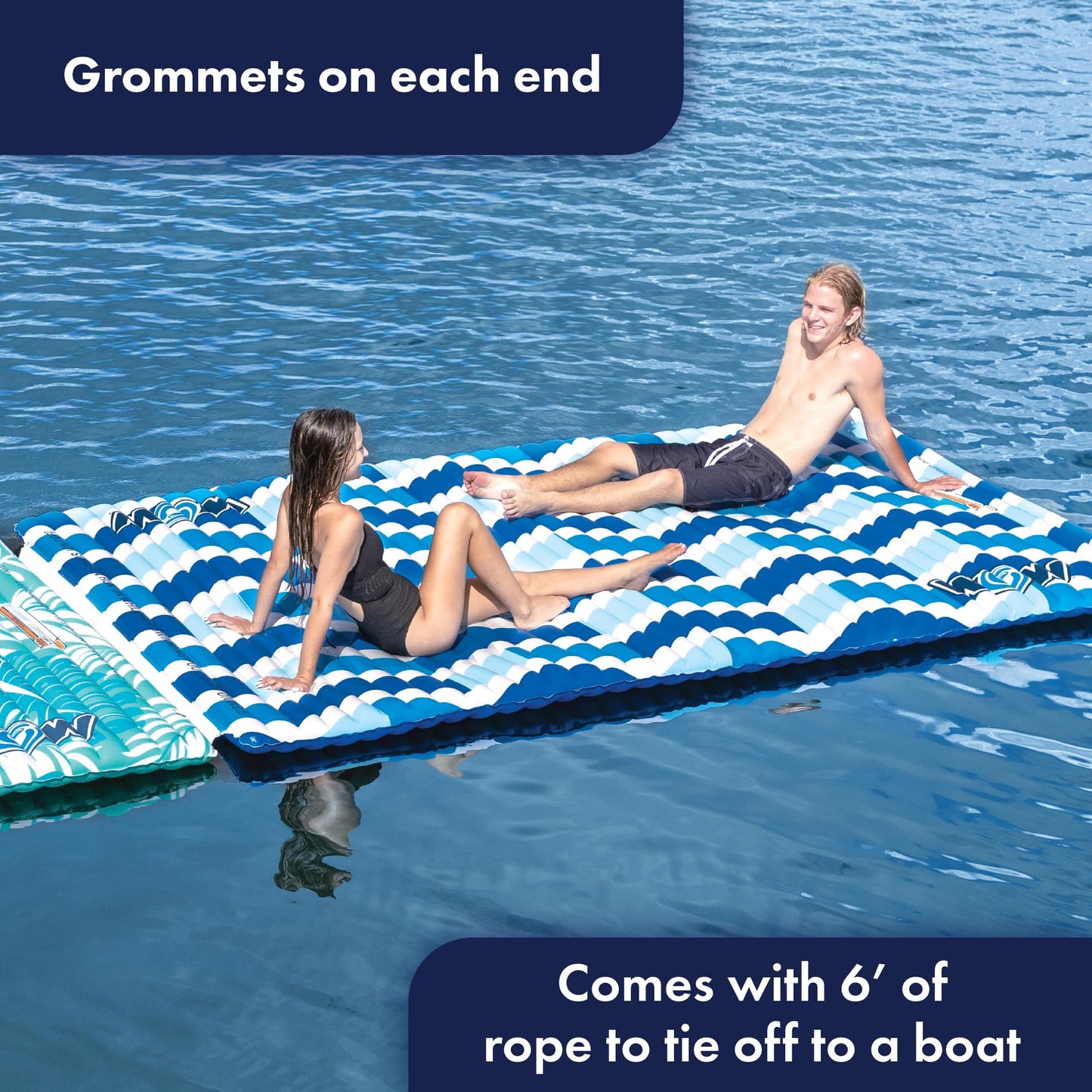 Wow Sports Inflatable Water Walkway Mat - Palm Leaf - 10 x 6 ft - Connects to Boats & Other Mats - for Kids & Adults