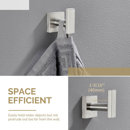 Angle Simple Bathroom Towel Hook, SUS304 Stainless Steel Single Shower Towel Hanger for Wall, Kitchen Cabinet Closet Coat Robe Holder Wall Mounted, Brushed Nickel