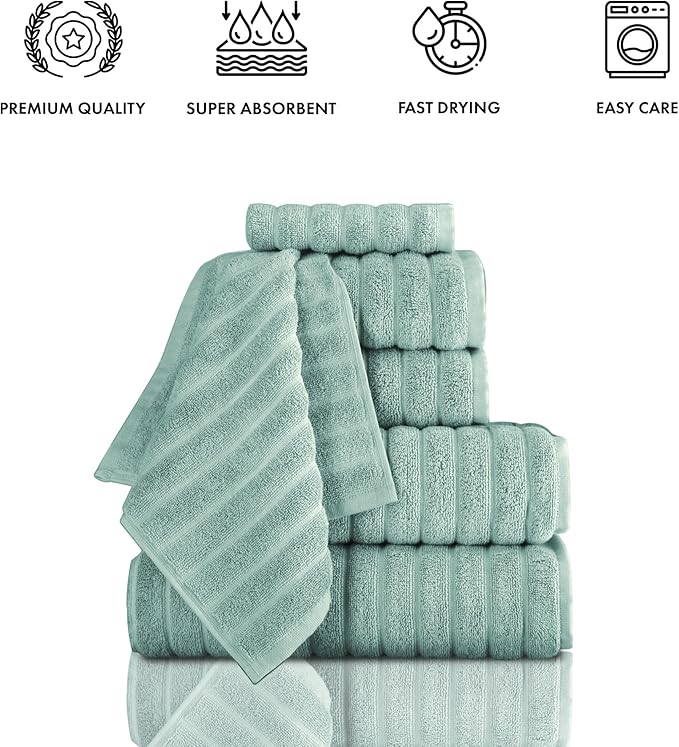 Classic Turkish Towels CTT Luxury 6 Piece Towel Set, 100% Turkish Cotton