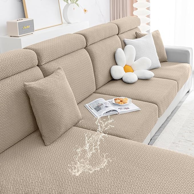 Smiry Waterproof Couch Cushion Covers, Stretch Jacquard Thick Sofa Cushion