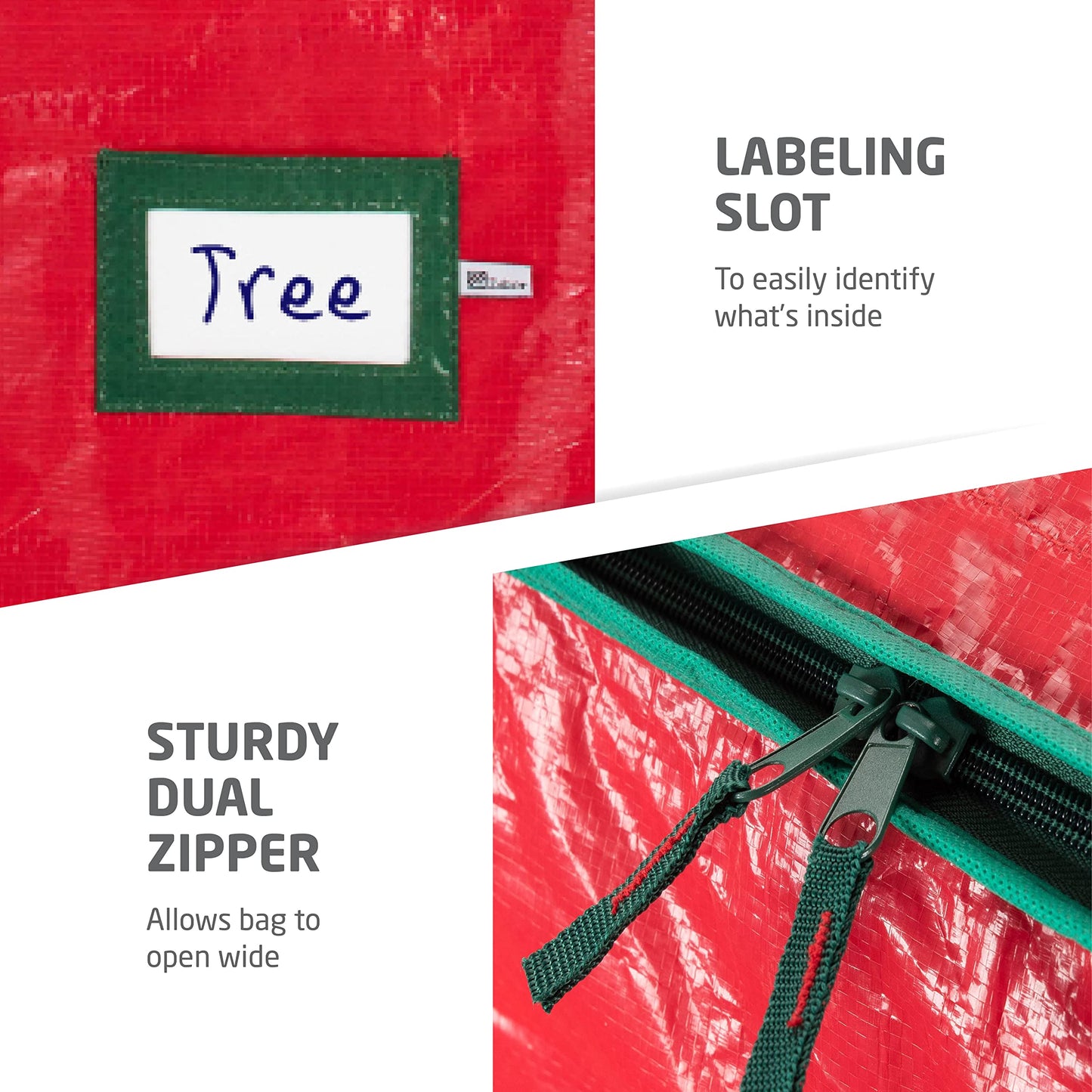 Zober Christmas Tree Storage Bag - Fits 7.5 Ft Artificial Trees - Plastic, Waterproof Christmas Tree Bag For Storage Box For Xmas - Strong, Durable Handles - Label Card Slot - Red