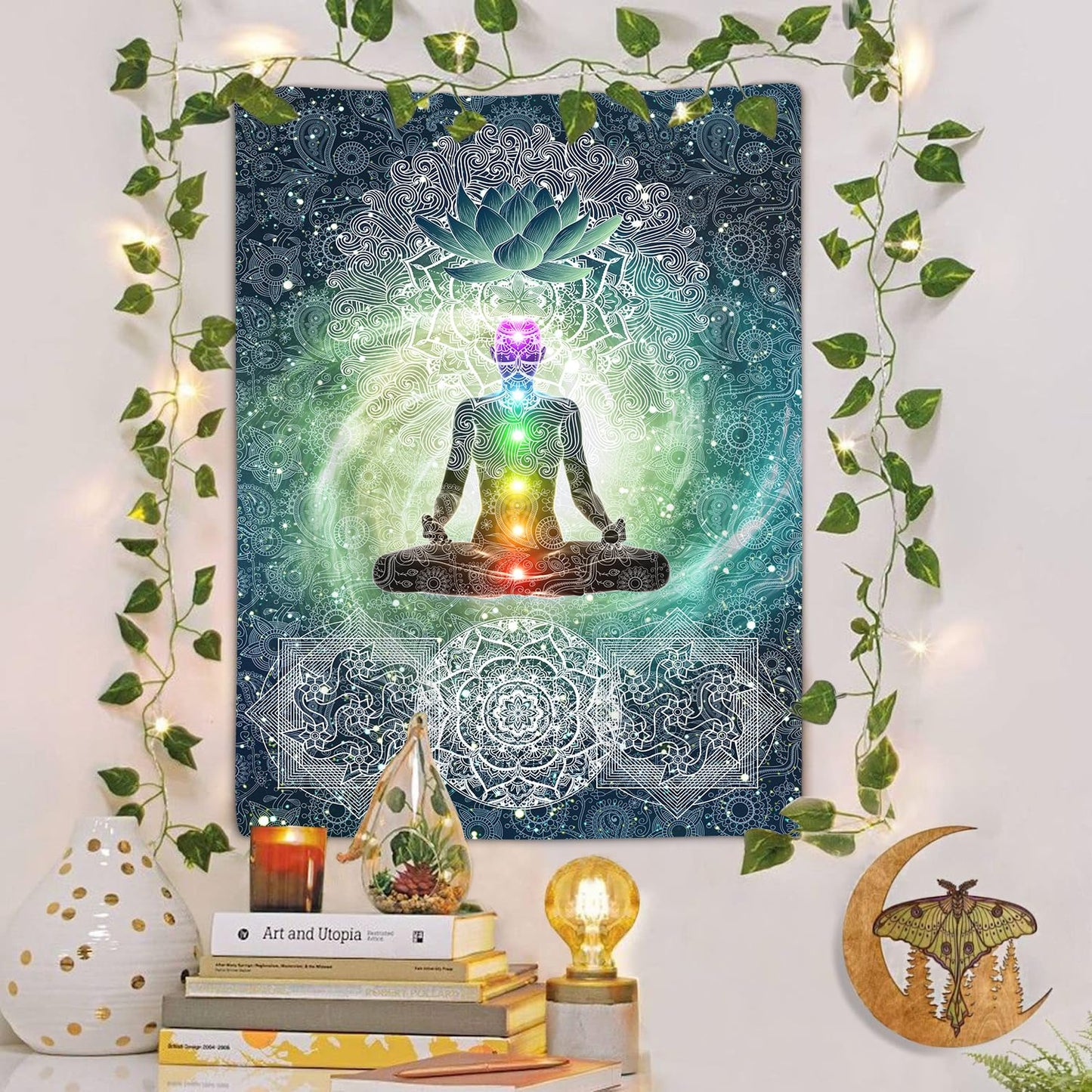DYNH Meditation Vertical Tapestry, Yoga Decor Tapestry Wall Hanging for Bedroom, Lotus Tapestries Poster Beach Blanket College Dorm Home (40W X 60H)