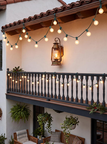 G40 Frosted White Christmas Lights Outdoor 25Ft Globe Christmas Decorations Lights with 27 Frosted White Bulbs, Hanging Globe Outdoor String Lights for Xmas Tree Wedding Backyard Party, Green Wire