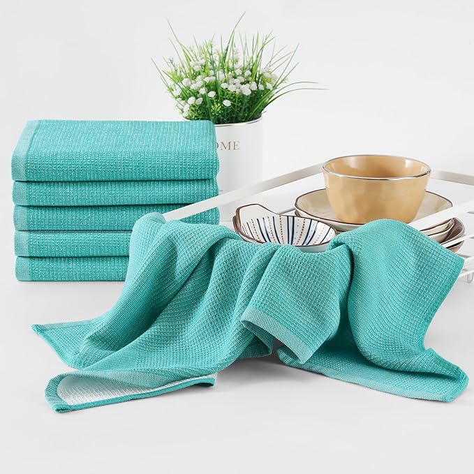 Homaxy Premium Kitchen Towels, Large Cotton Kitchen Hand Towels, Flat and Terry