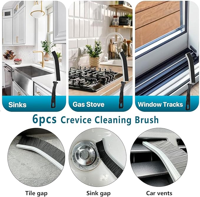 12Pcs Crevice Cleaning Brush Set, Hard Bristle Cleaning Supplies