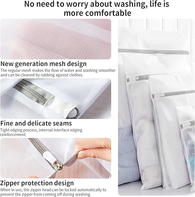 3 Pack Large Mesh Laundry Bags by MDSXO- Fine Durable Lingerie Delicates Bag