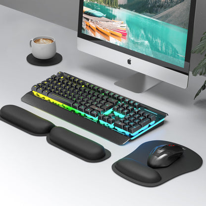 TECKNET 3-in-1 Ergonomic Mouse Pad & Keyboard Wrist Rest Set – Foldable Memory Foam Support, Non-Slip, Portable for Travel, Office, Laptop & Computer Use