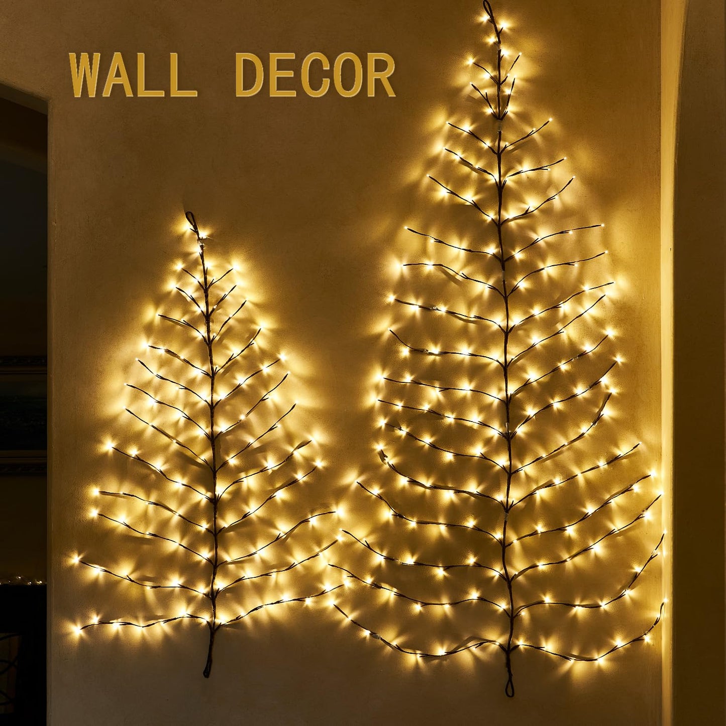 Fudios Lighted Wall Tree 6FT 180LED Warm White for Home Decor, Christmas Tree Lights for Living Room Wall Decoration