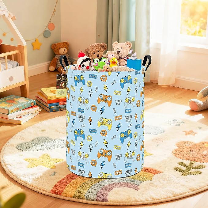 HUNRUNG Laundry Hamper, Large Canvas Fabric Lightweight Storage Basket Toy