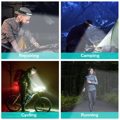 SEVENKA 3 Rechargeable Headlamps, LED Headlamp Flashlight, 1000 Lumen 230° Wide Beam & Spot Light, Sensor Mode, 2.47oz Lightweight Head Lamp for Camping, Running, Hard Hat Headlight