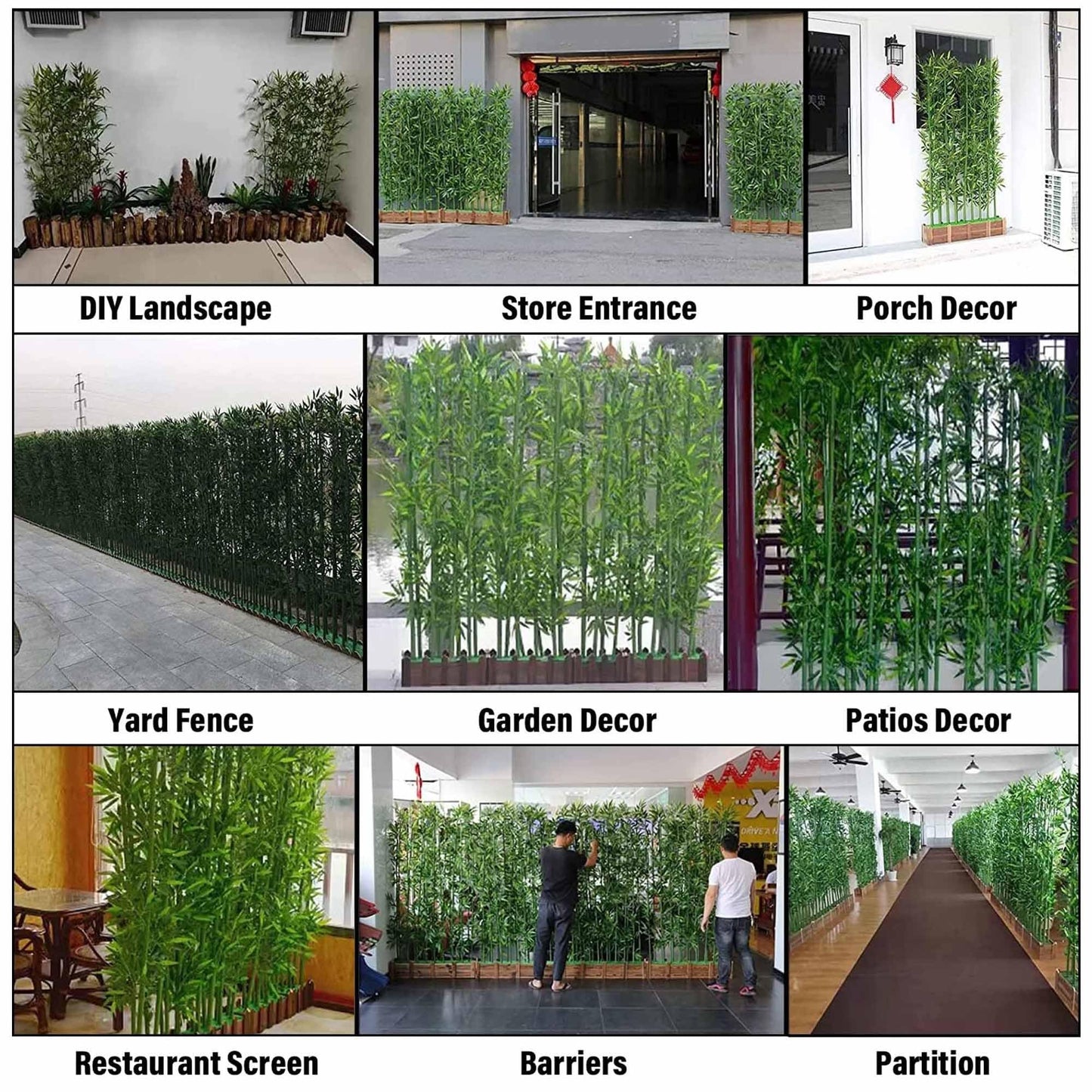 Artificial Green Bamboo Plant Balcony Privacy Screen Plants Privacy Fence for Outdoor Garden Terrace Courtyard Entrance(100cm/3.3ft)