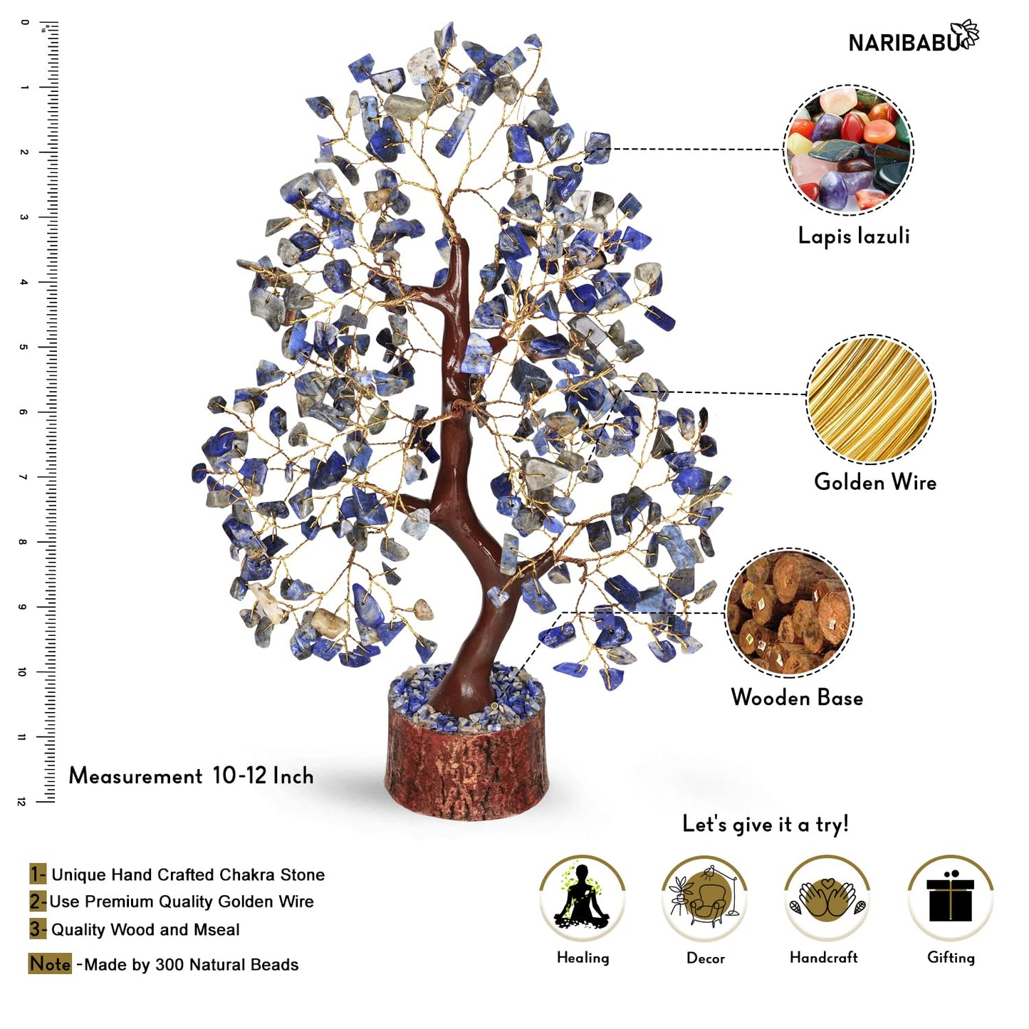 NARIBABU Lapis Lazuli Crystal Tree, Healing Crystals, Gemstone Tree, Crystals and Gemstones, Feng Shui Gifts for Women, Home Decor, Shelf Decor, Ornaments for Living Room, Crystal Gifts for Women