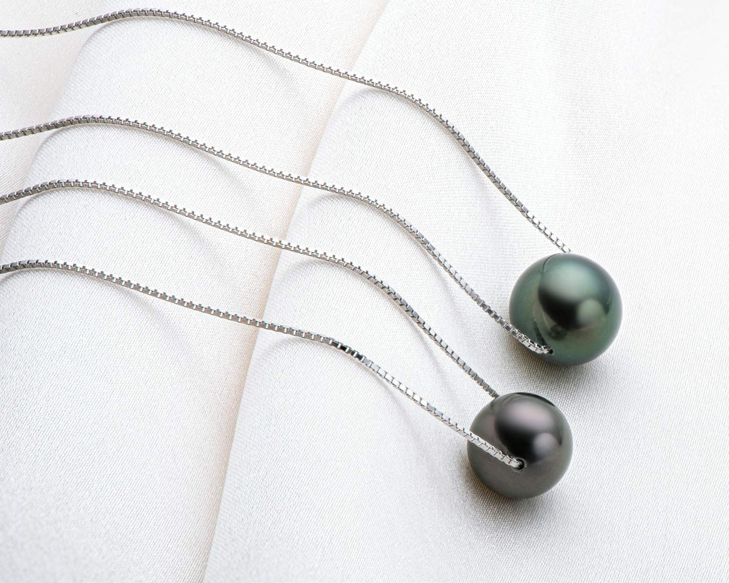 DENGGUANG Genuine Tahitian Black Pearl Necklace for Women, Sterling Silver 9-10mm Real Pearl Pendant Necklace, Anniversary Birthday Mothers Day Jewelry Gift for Mom Women