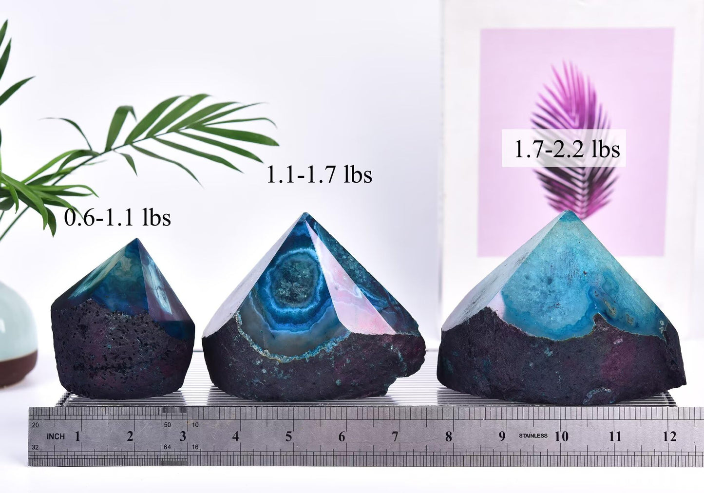 CNYANFEI Dyed Teal Agate Tower Irregular Crystal Wand 0.6-1.1 lbs
