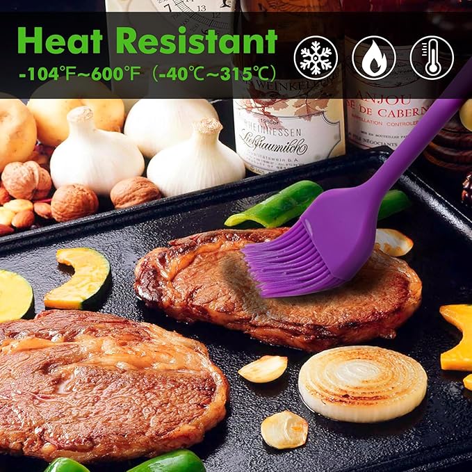 HOTEC Basting Brushes Silicone Heat Resistant Pastry Brushes Spread Oil Butter
