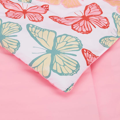 Amazon Basics 5-Piece Soft Microfiber Kid's Bed-in-a-Bag Bedding Set with Comforter, Sheets, Sham and Pillowcase, Twin, Butterfly Friends