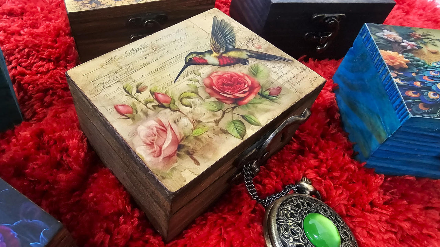 JB&C Premium Hummingbird Trinket Box Small Jewelry Keepsake Box | Earrings Necklace Storage Box for Girls Women | Bird lovers Gift Idea, Animals Ornaments for Home Décor (3HBS)