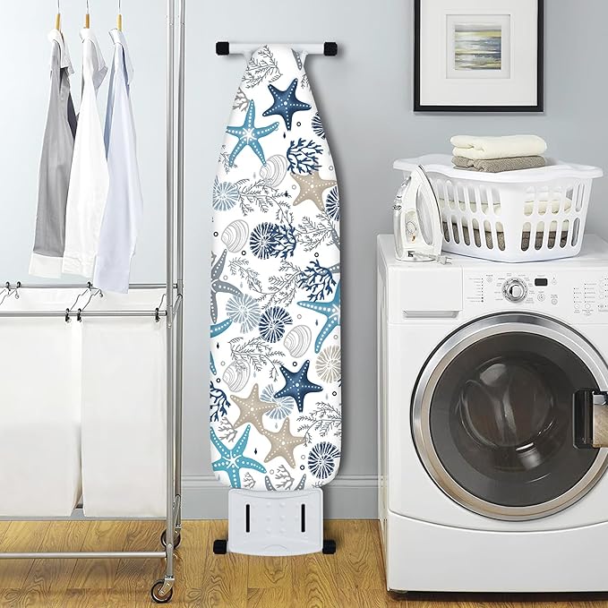 Extra Thick Ironing Board Cover and Pad, Coral Starfish Coastal 15x54 Ironing
