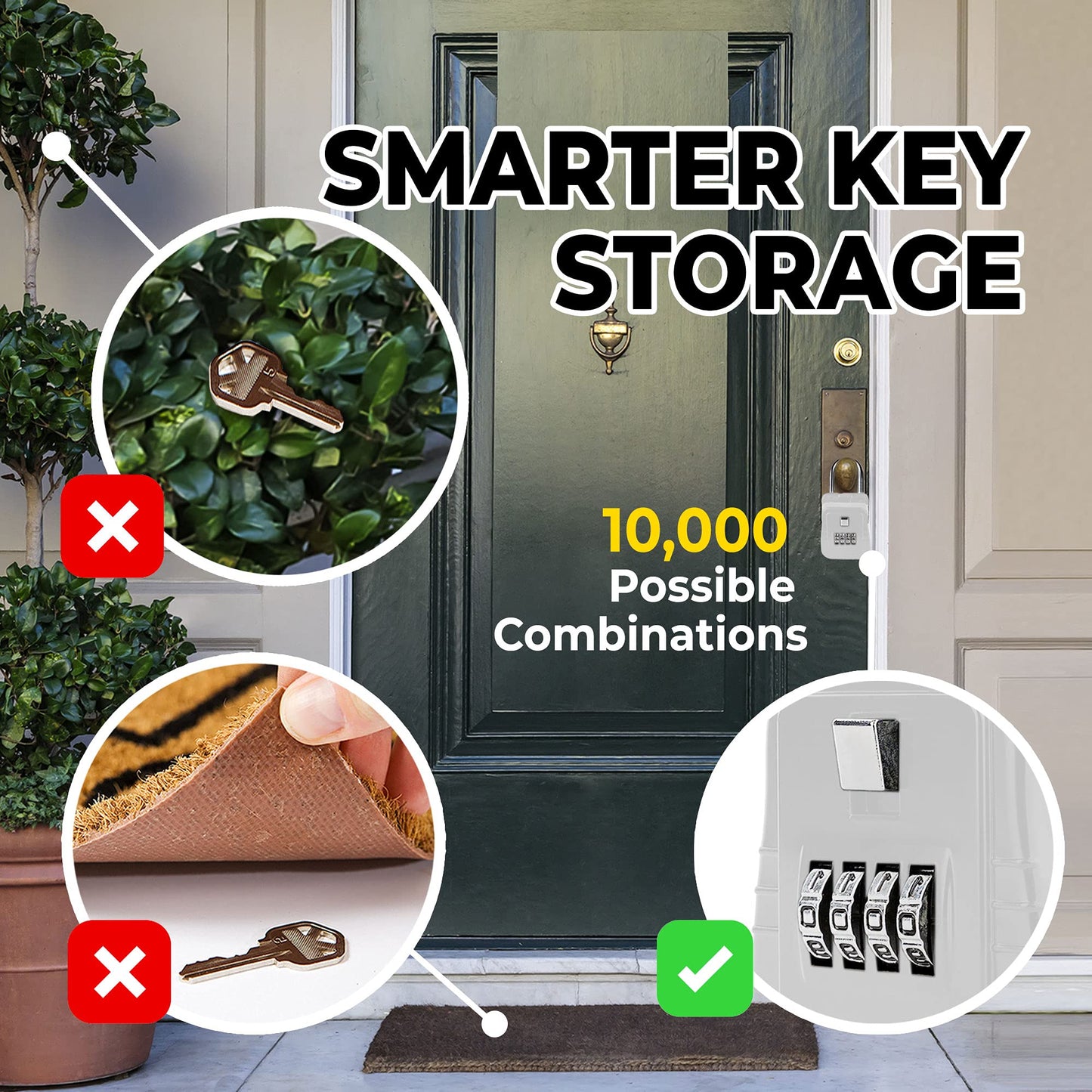 Lion Locks 1500 Key Lock Box with Code, Lockbox for Keys Outdoor, Realtor Lock Box for Short-Term Rentals, Holds 5 Keys (6 Pack, White)
