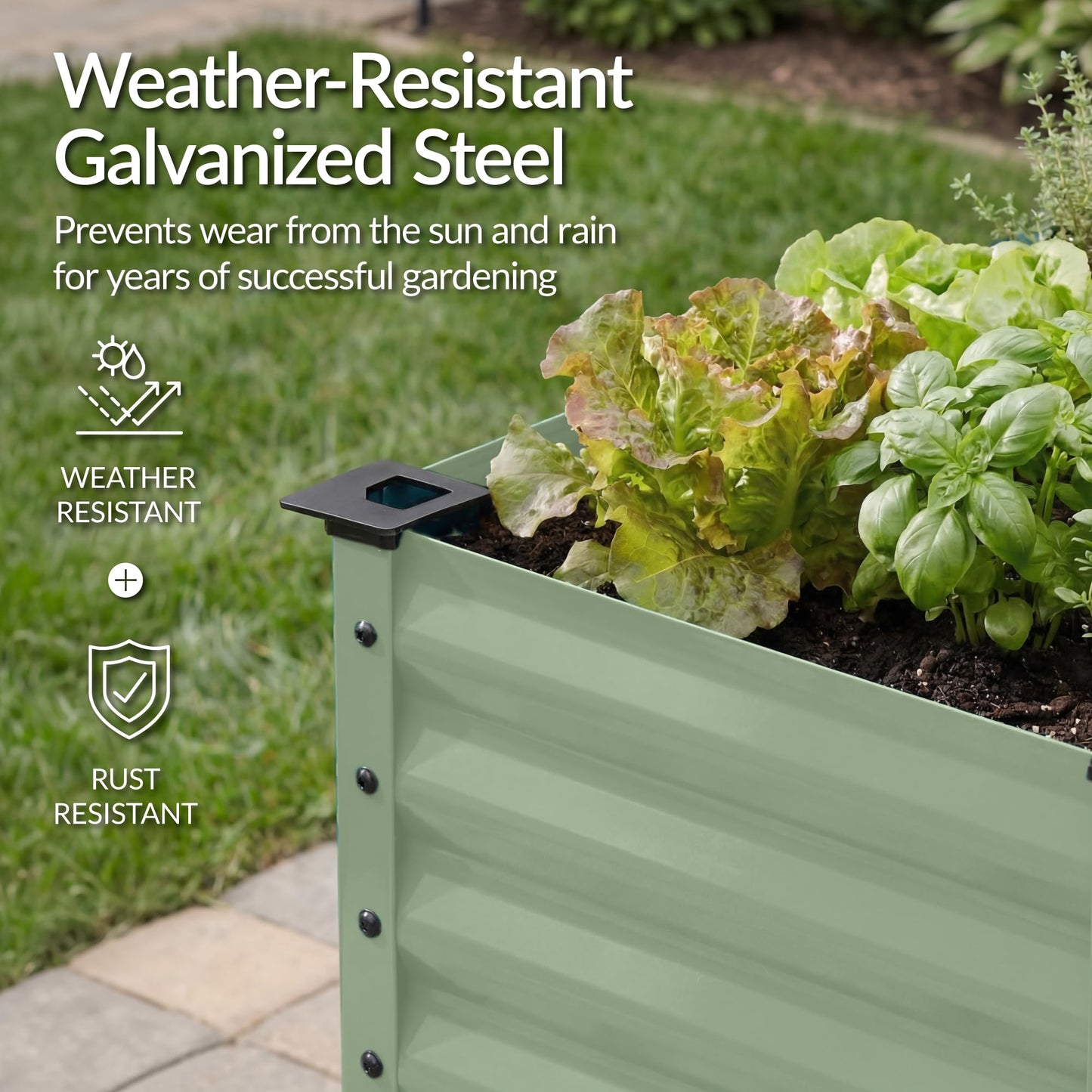 Best Choice Products 48x24x30in Galvanized Raised Garden Bed, Metal Elevated Planter Box, Vegetable Garden for Backyard, Patio, Balcony, 100% Non Toxic Materials - Sage Green
